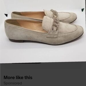 J crew gray suede loafers chain detail